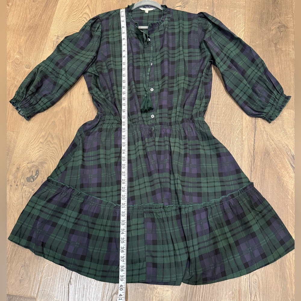 Simply Southern Plaid green/dark blue preppy tartan dress L - Picture 5 of 8